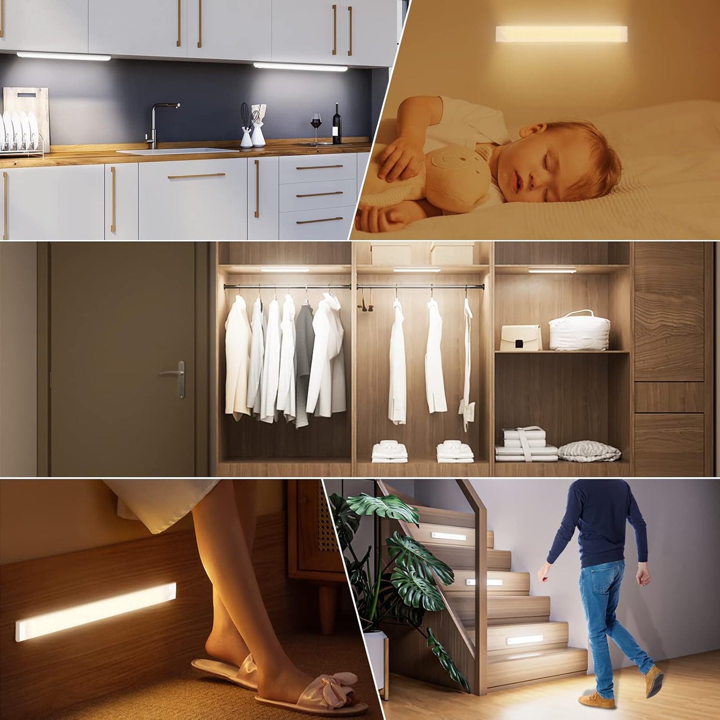 3er Set LED Unterbauleuchte mit Bewegungsmelder, 72leds-30cm