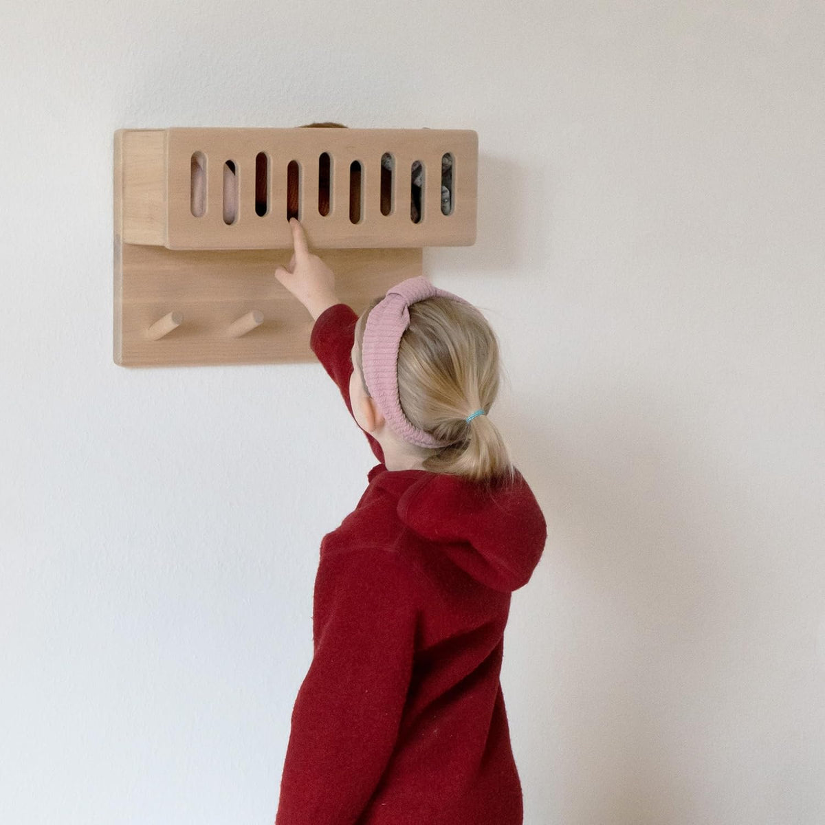 Kindergarderobe mit Kleiderhaken, Klein (ohne Sichtfenster) Weiß Lackiert