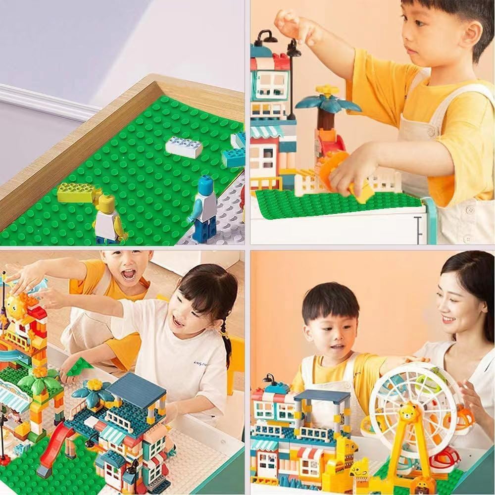 4-teiliges Bauplatten-Set für Duplo Steine, 4pcs (Grün,Blau,Rot,Grau)