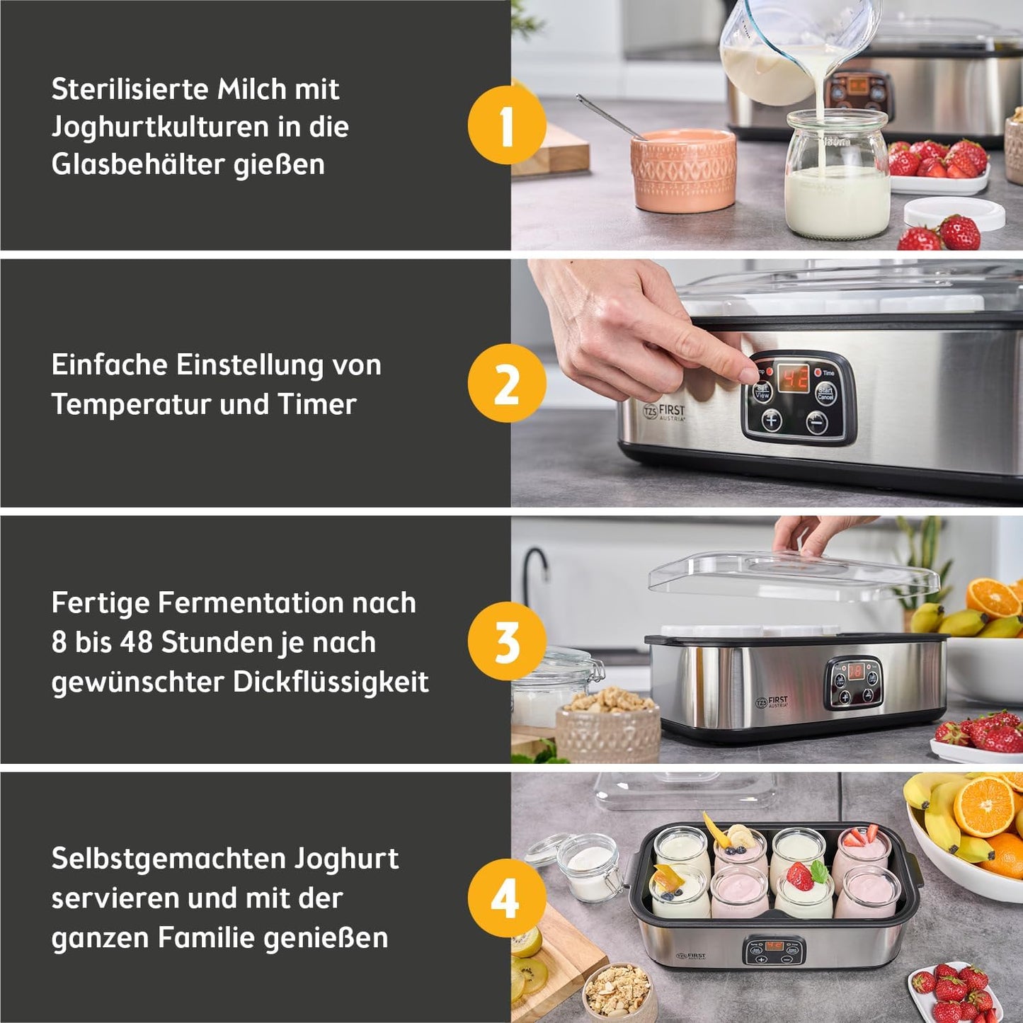 Elektrischer Joghurt Maker mit Timer und Auto-Stop