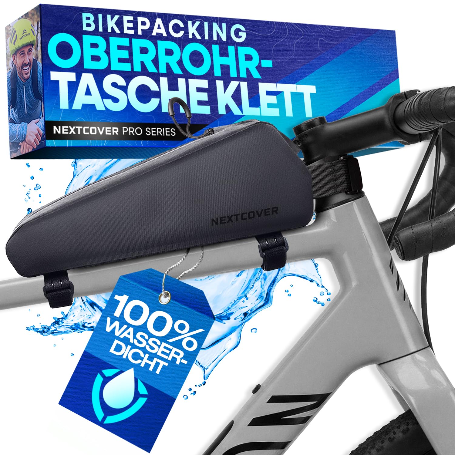 Bikepacking Oberrohrtasche Klett, Klettbänder –