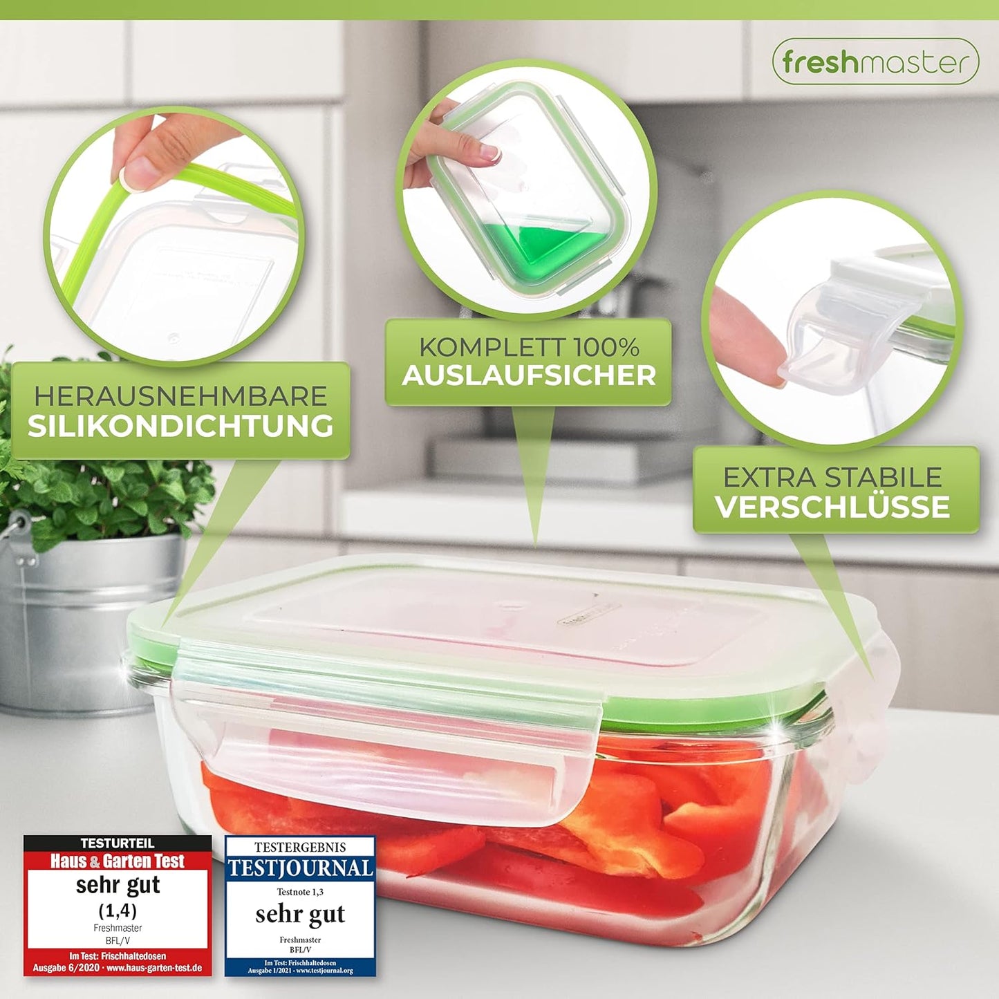 16-teiliges Frischhaltedosen Glas-Set