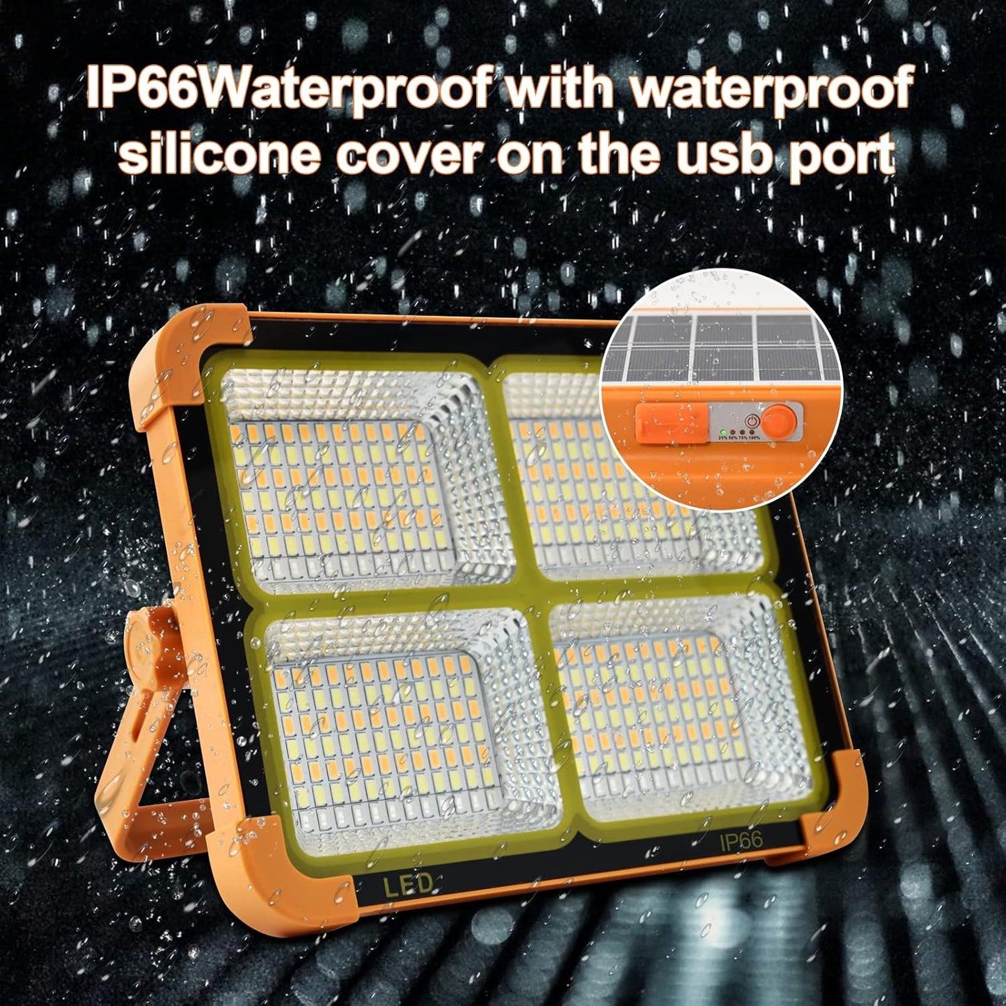 LED Baustrahler, Or+fernbedienung
