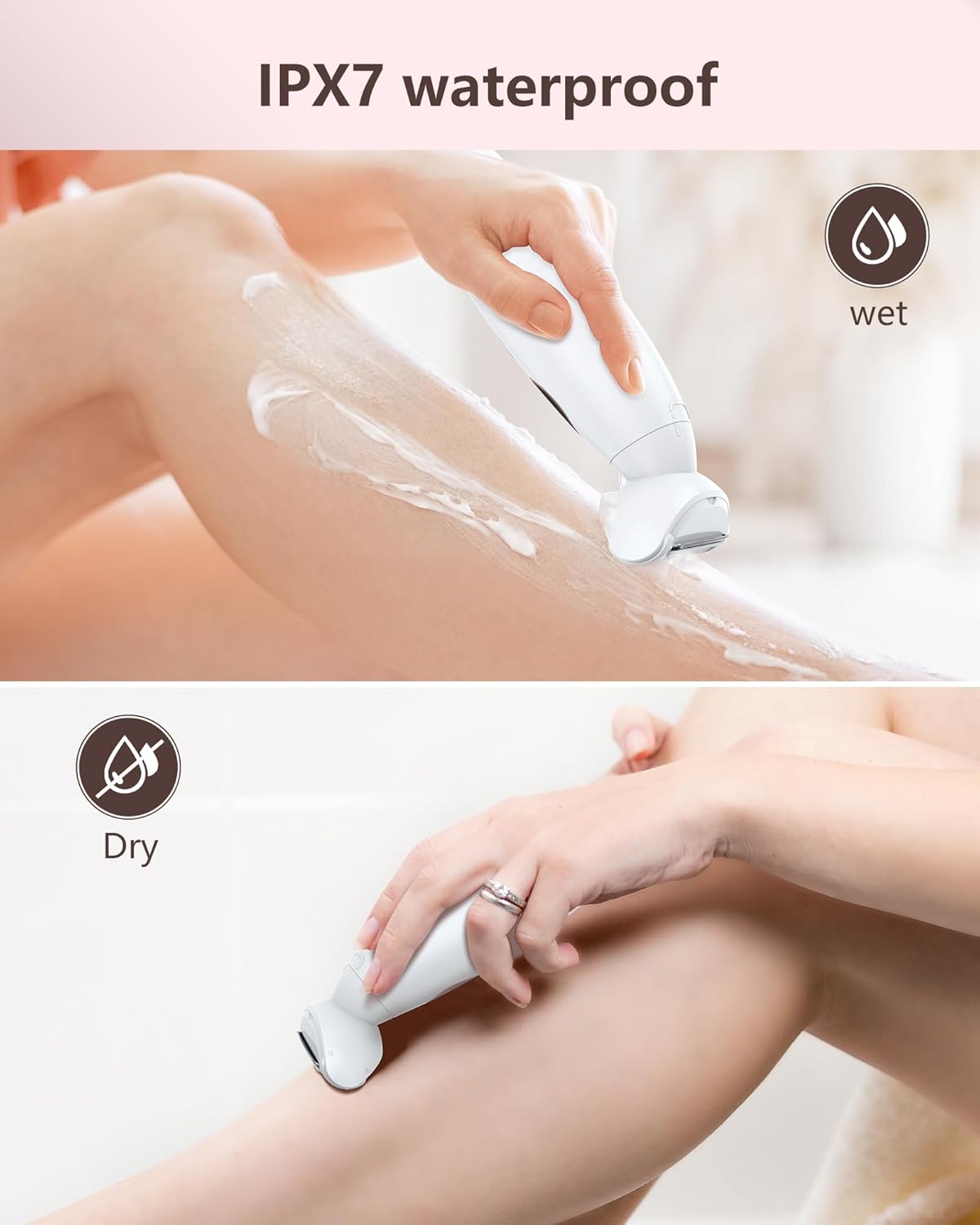 3-in-1 Damenrasierer & Trimmer, wasserdicht, USB-Ladung, Weiss