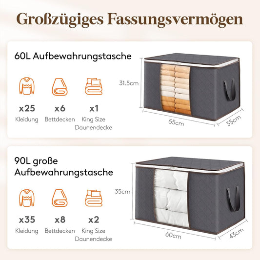 6-teiliges Aufbewahrungstaschen-Set für Kleidung, 6 60L