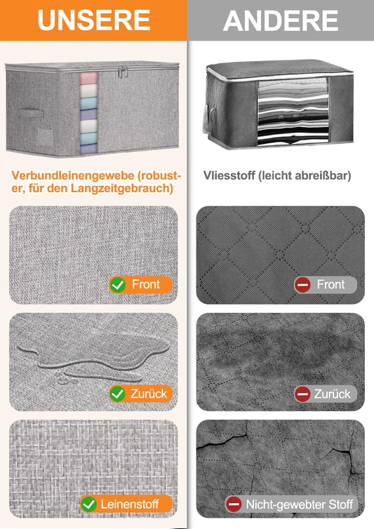 Kleidungs-Aufbewahrungsboxen-Set, 1-grau mit Reißverschluss