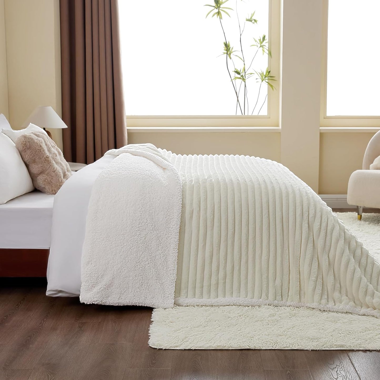 Sherpa Kuscheldecke, 150 x 200 cm Creme