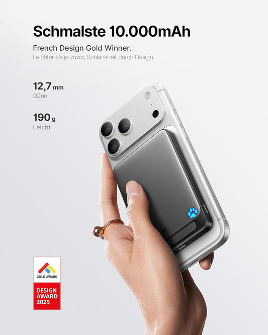 Magnetische Powerbank, Schwarz 10000mAh