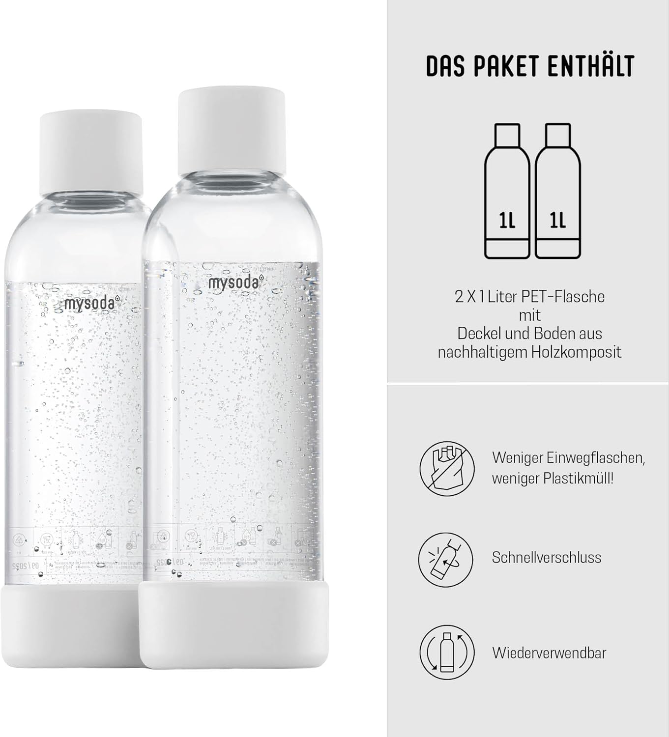 Wasserflasche für Wassersprudler, 2x1L