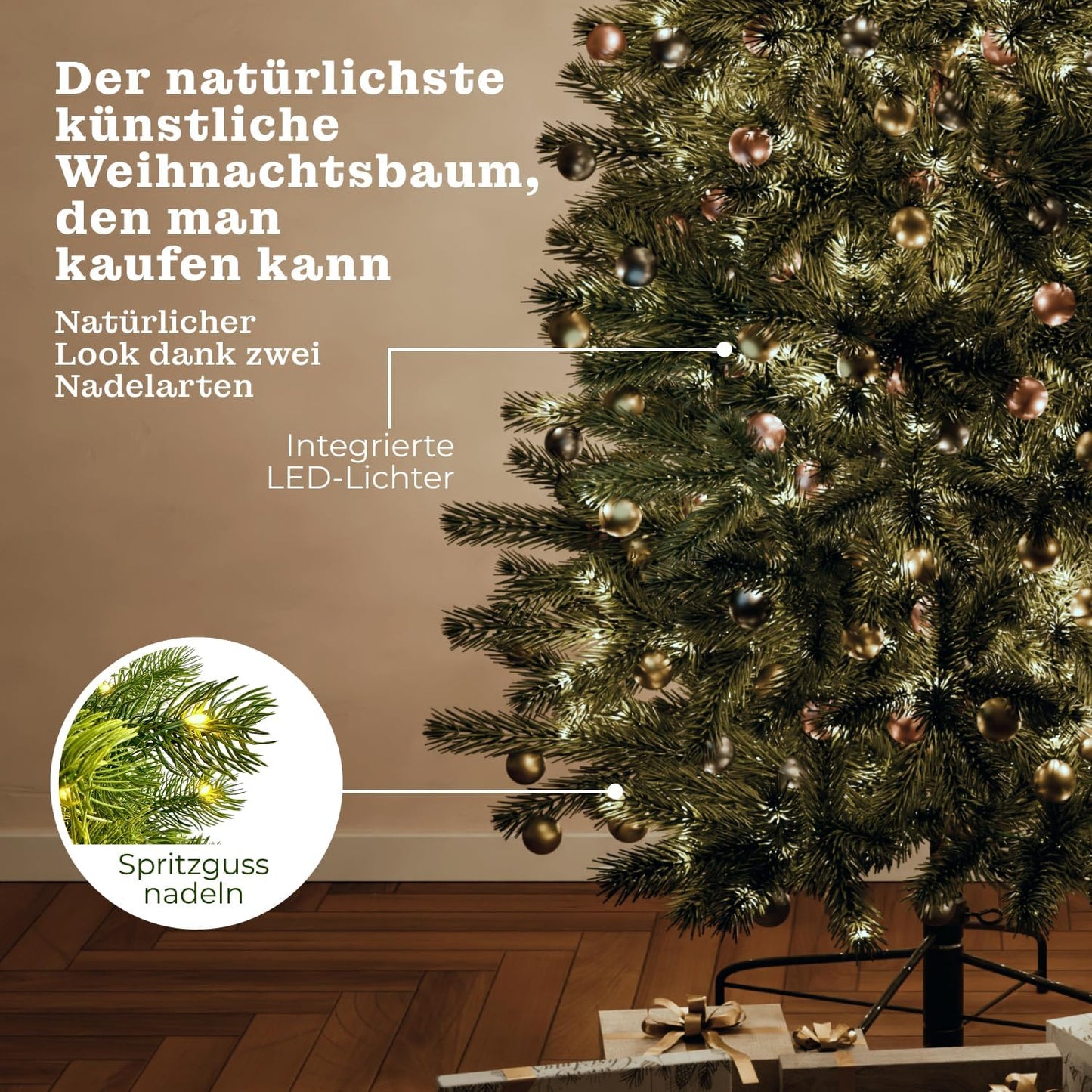 Naturgetreuer Tannenbaum mit Beleuchtung