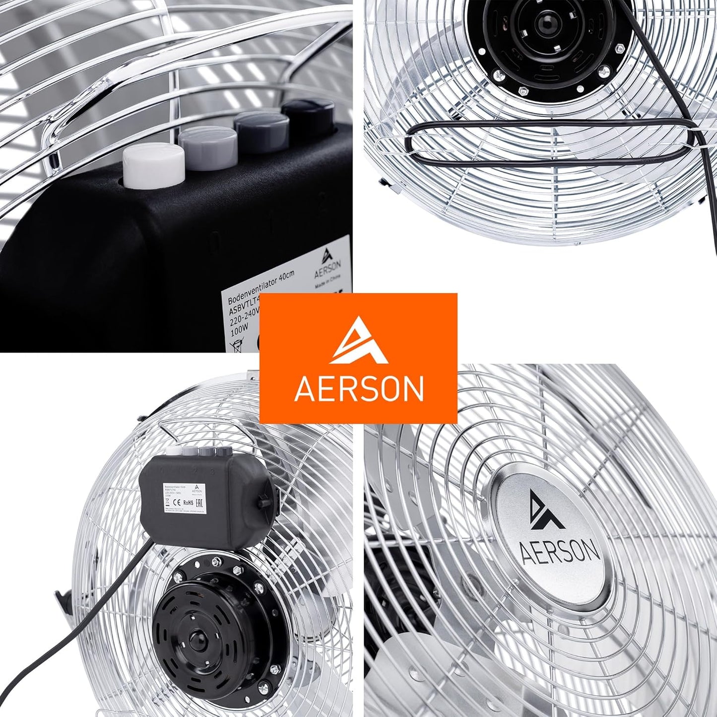 Aerson Bodenventilator, 30 cm Chrom