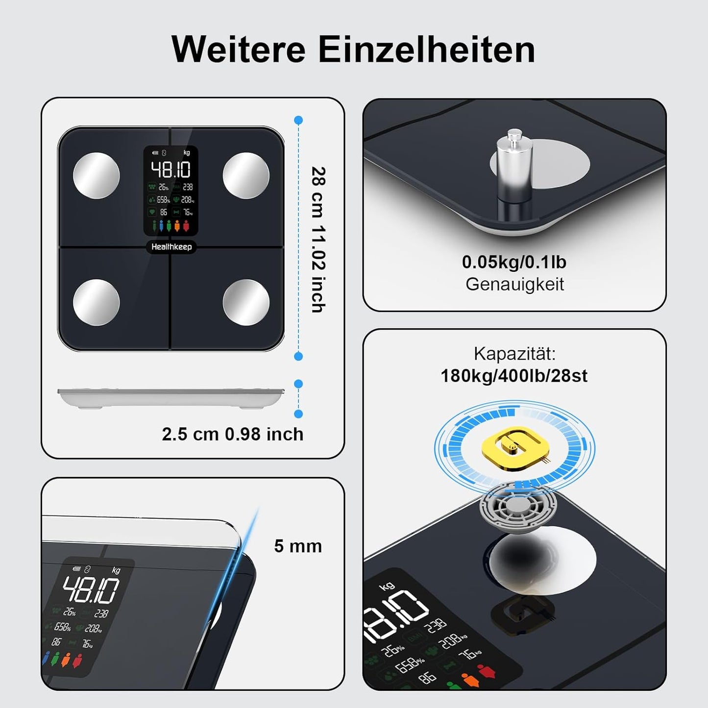 Körperfettwaage, 280 schwarz