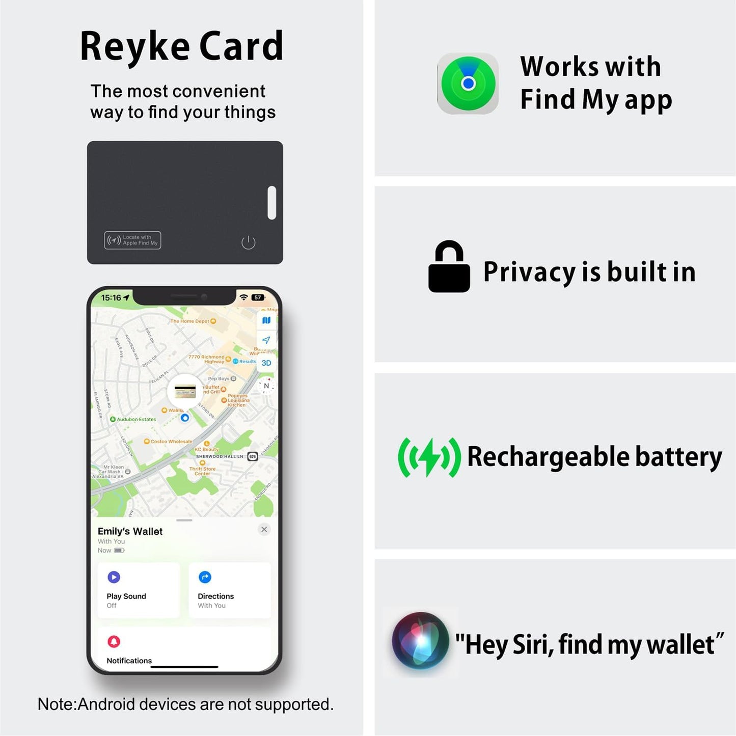 Slim Wallet Tracker Card mit Apple Find My (iOS)