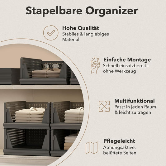 3er-Set Schrank-Organizer, Anthrazit