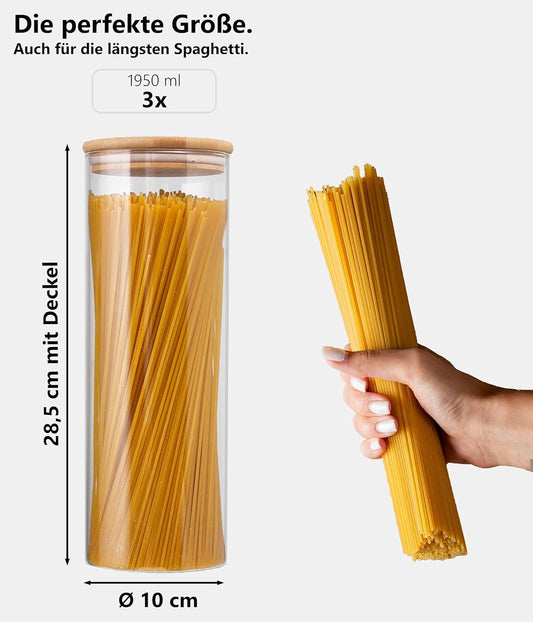 3-teiliges Spaghetti Vorratsglas-Set (1950 ml), 3er Set 1950ml für Spaghetti