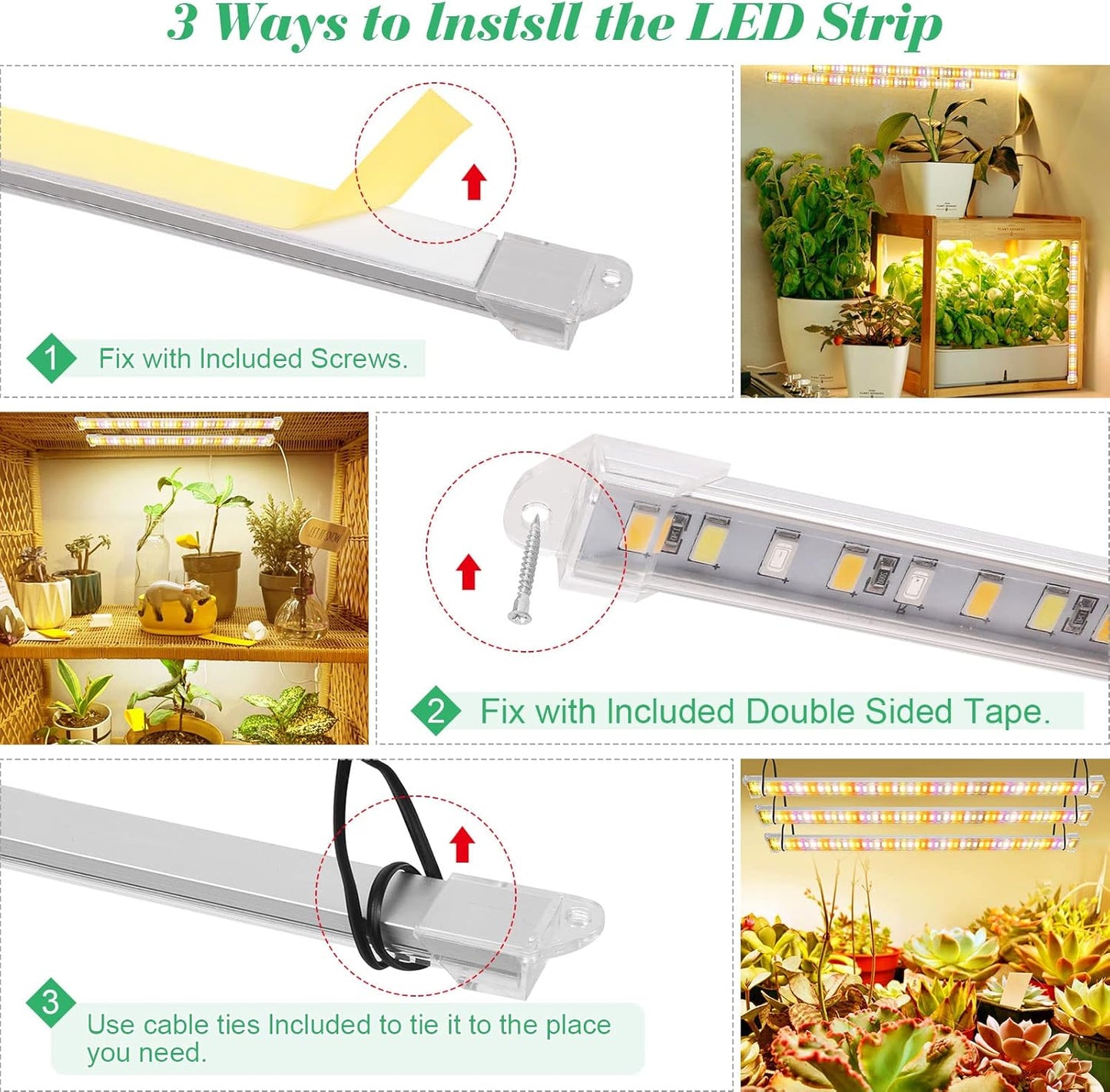 8er-Set LED-Pflanzenwachstumslichtstreifen mit Timer