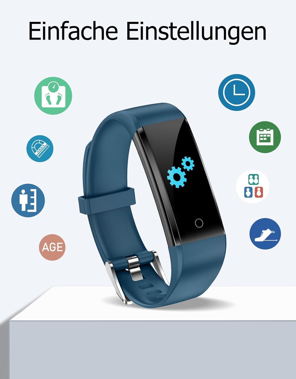 Schrittzähler Fitnessuhr ohne Handy-Anbindung, Blau