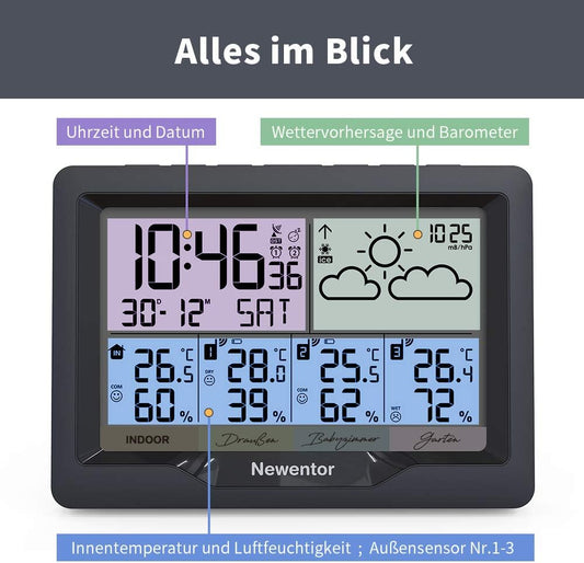 Multifunktionale Funkwetterstation, Schwarz