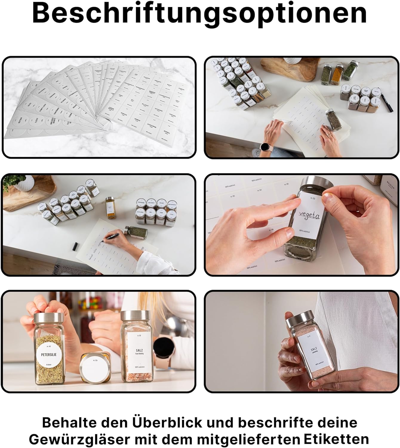 Gewürzgläser-Set mit Schraubkappe, 24er Set - Weiss