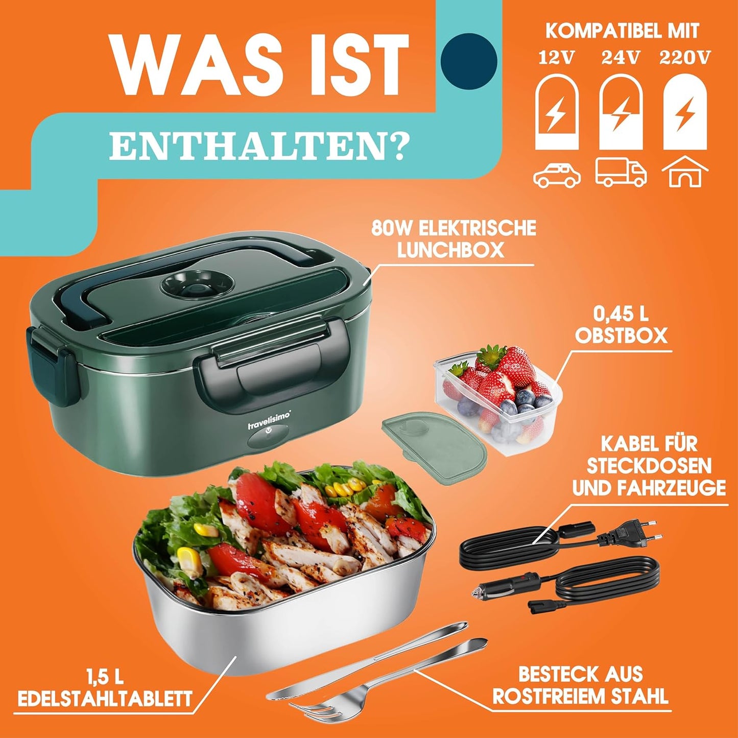 Elektrische Lunchbox, Dunkelgrün