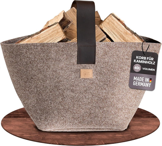 Kaminholzkorb, Beige