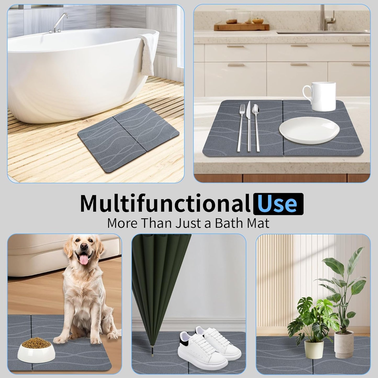 Faltbare Duschmatte, rutschfestes Design, Gravurfarbe