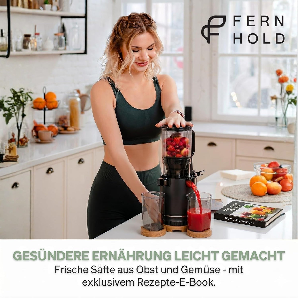 Slow Juicer mit XXL-Einfüllschacht, Schwarze
