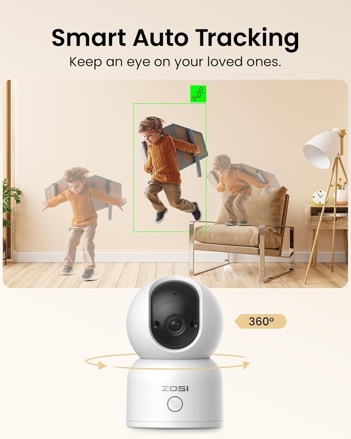 360° Überwachungskamera, 3MP WLAN Weiss