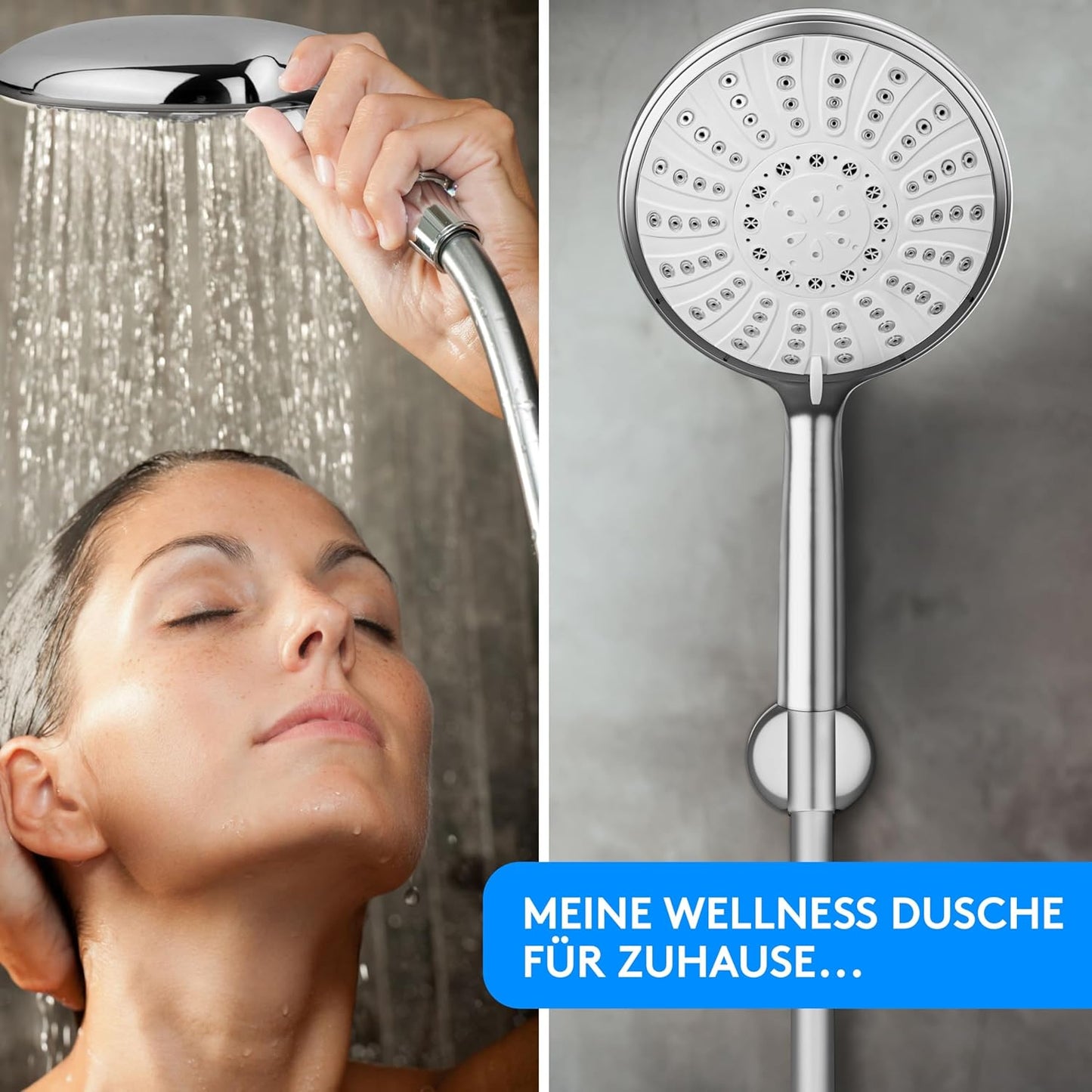 Duschkopf-Set mit Schlauch & Halterung