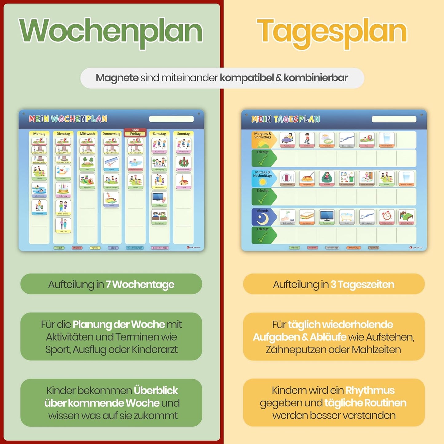 Wochenplaner für Kinder - Montessori Aufgabenplaner, Klassisch, Wochenplan