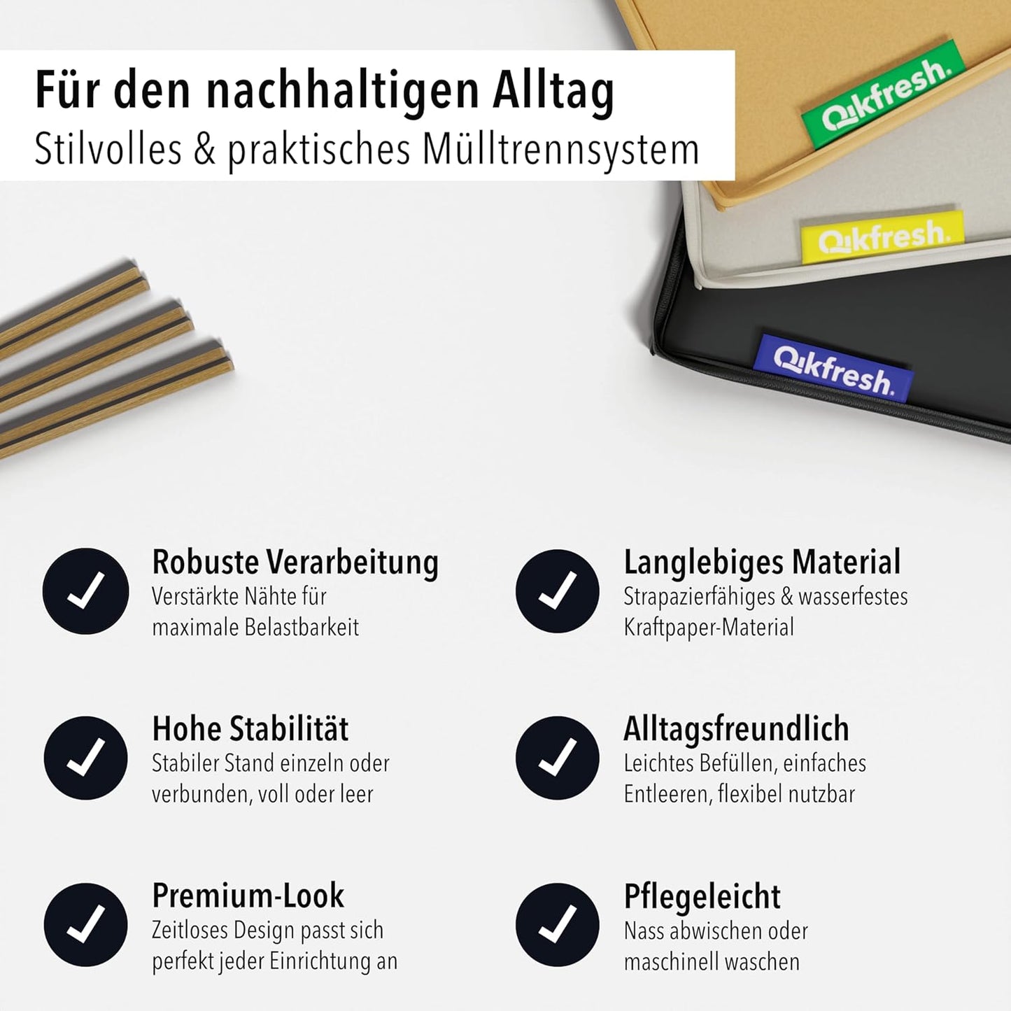 3er-Pack Abfalltrennsystem, Nur Symbole