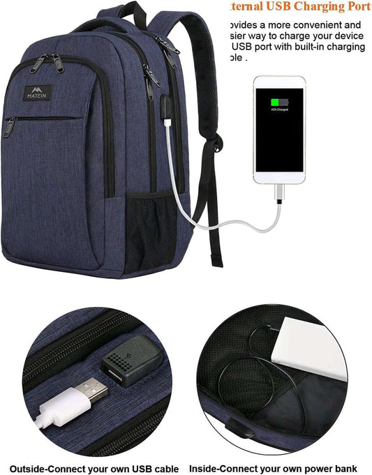 Laptoprucksack mit USB-Anschluss, 15,6 Zoll / Blau