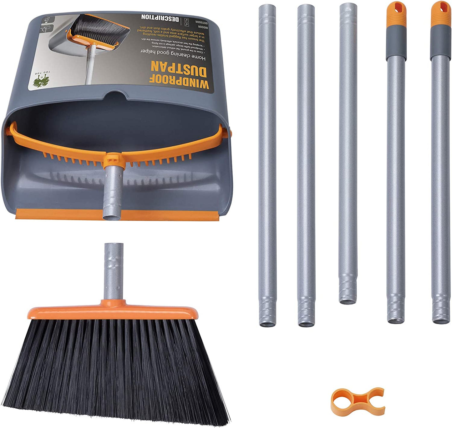Besen und Kehrschaufel Set, Orange
