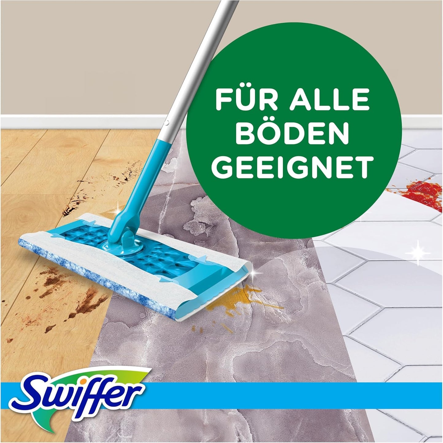 Bodenwischer Dry & Wet Starter-Set, Stab + 16 Dry + 8 Wet