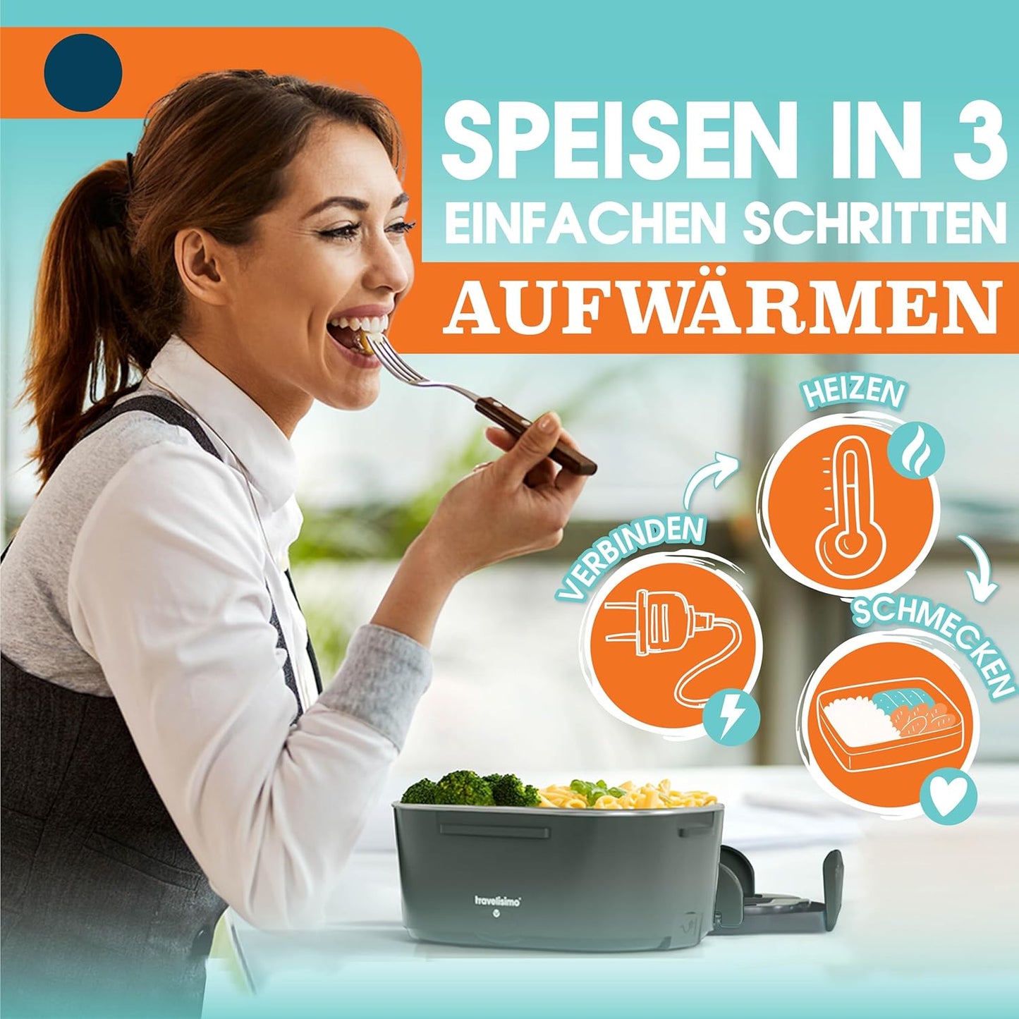 Elektrische 3-in-1 Lunchbox für Auto und Arbeit, Dunkelgrün