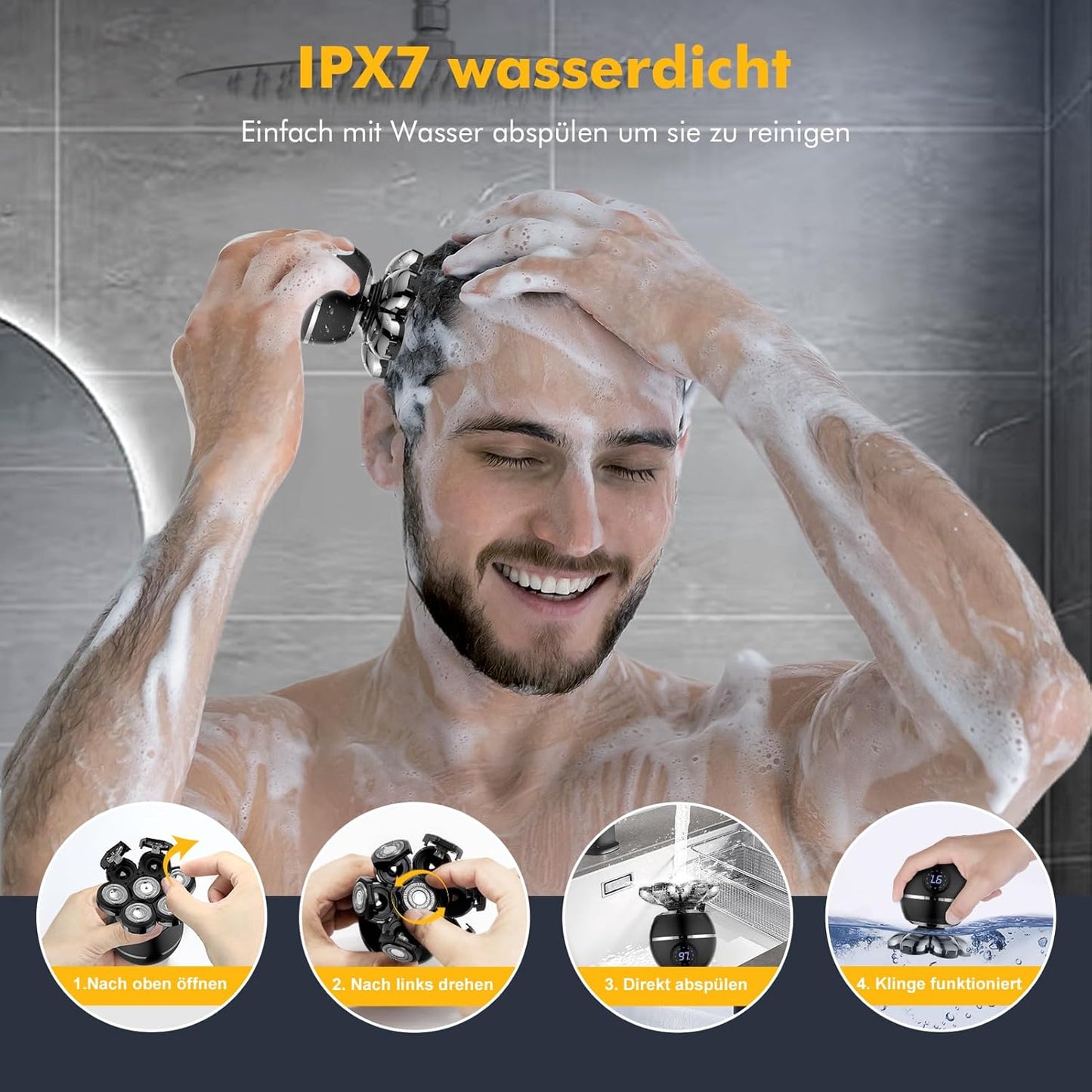 6-in-1 Kopfrasierer, 7d Schwarz