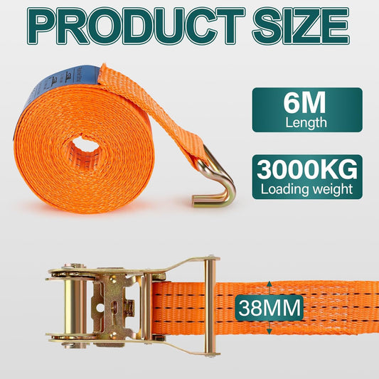 4-teiliges Spanngurte mit Ratsche-Set, 3000KG