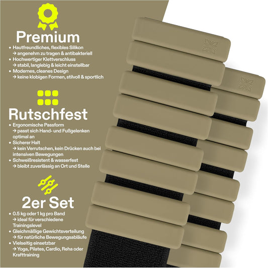 Gewichtsmanschetten aus Silikon, 2 KG (2X1 KG) SMOKY BISCUIT