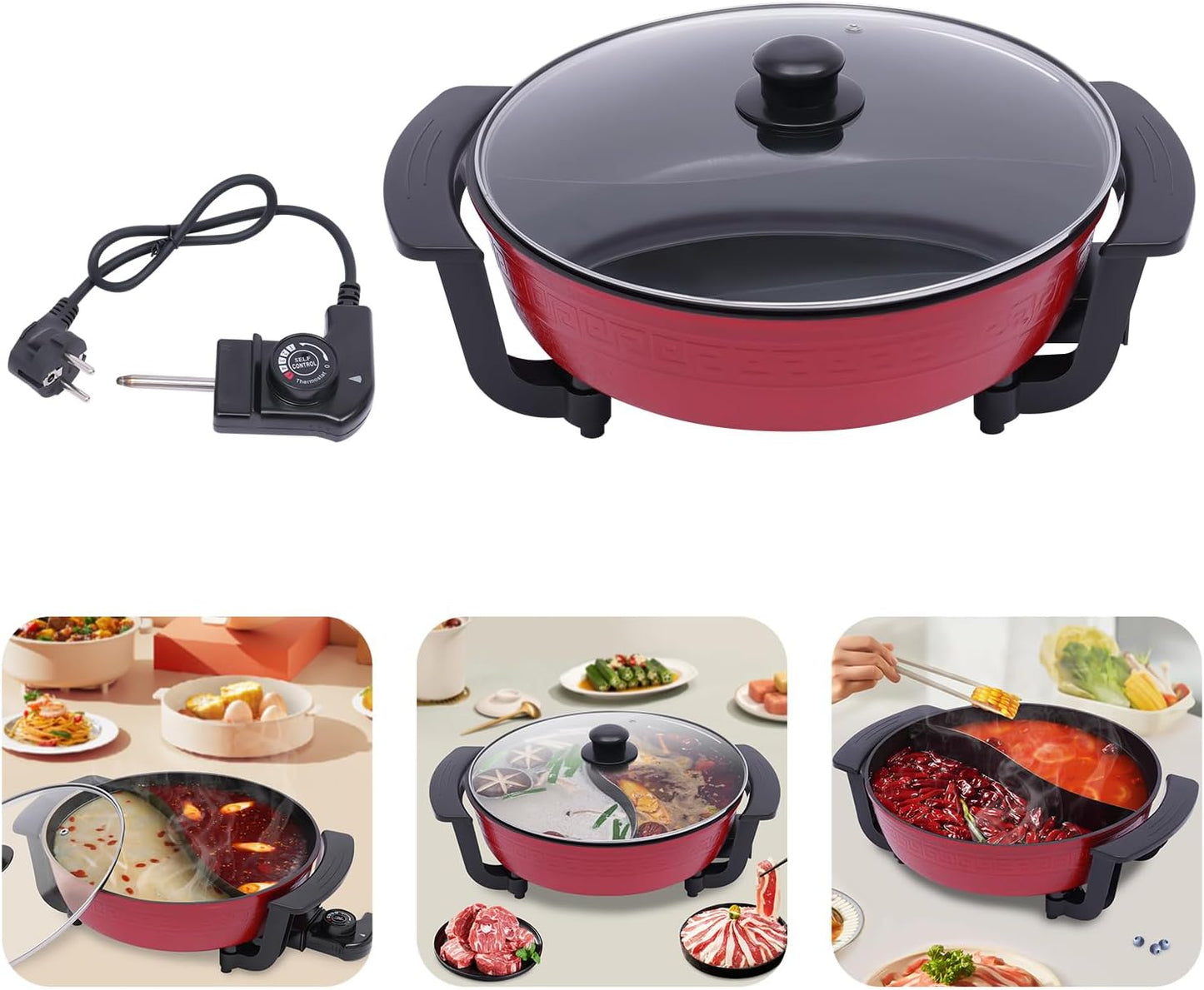 Elektrischer Doppel-Hotpot mit Deckel