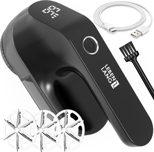 Elektrischer Fusselrasierer mit LED-Anzeige, Schwarz - 2000mah