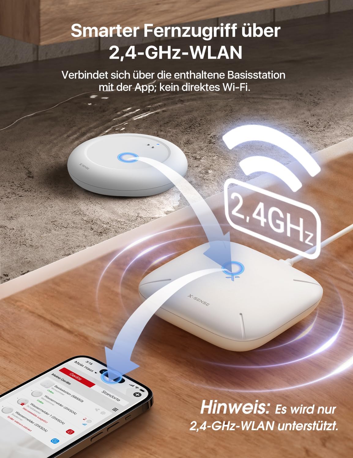 WLAN Wassermelder-Set mit Basisstation