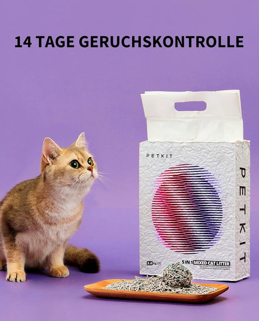 5-in-1 Tofu-Katzenstreu (Spülbar, geruchsfrei), 4 Taschen