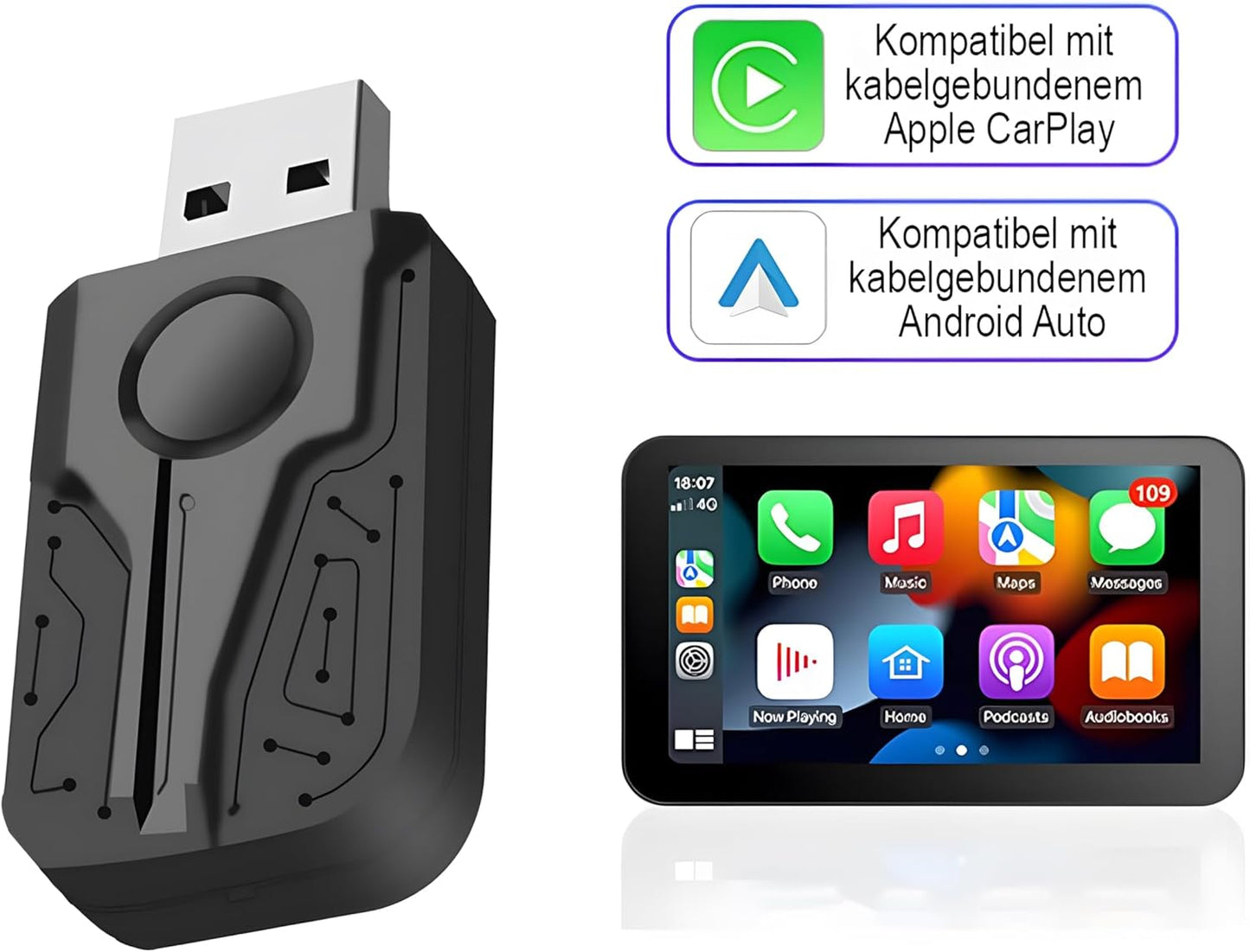 Wireless CarPlay & Android Auto Adapter, 2-in-1 Adapter