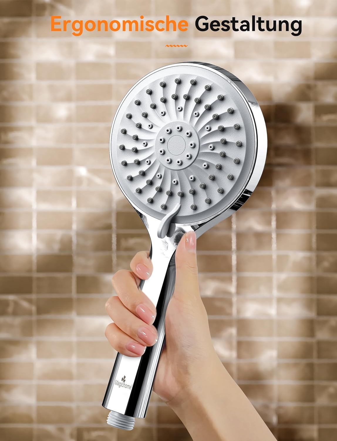 Duschkopf mit Schlauch, Grau mit Schlauch