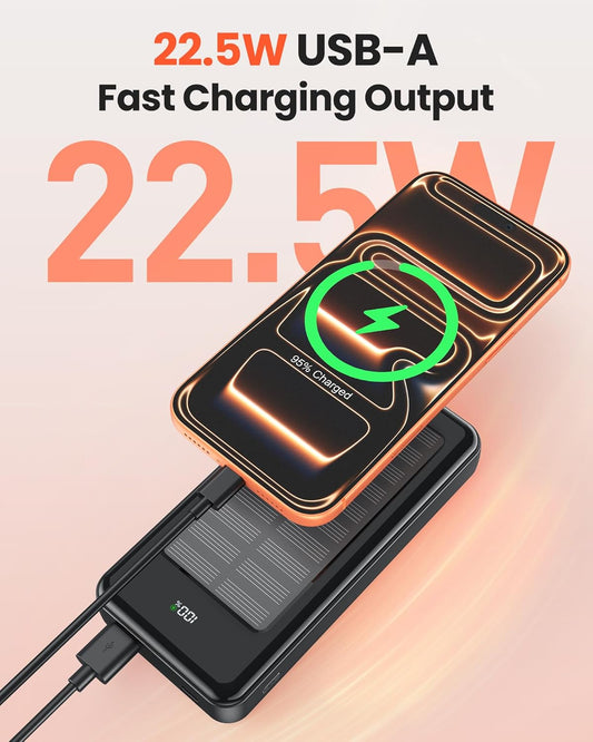 Solar Powerbank PC3-S mit Schnellladefunktion, Schwarz