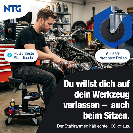 Höhenverstellbarer Werkstatthocker mit Rollen