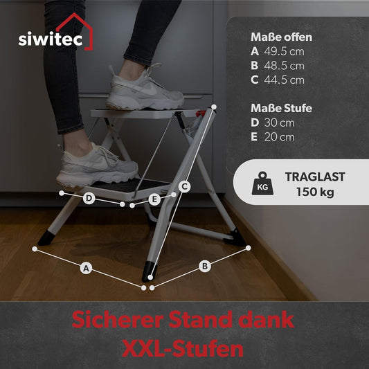 Klapptritt mit 2 Stufen, 2-stufig Anthrazit