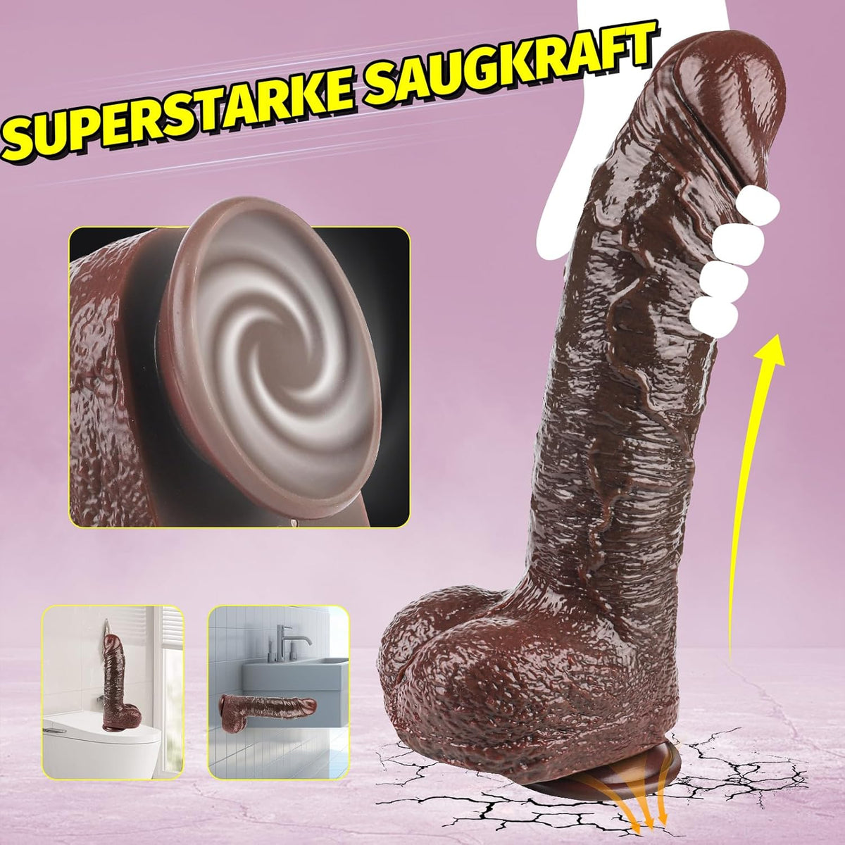Realistischer Vibrator mit 9 Modi und Stossfunktion, Braun
