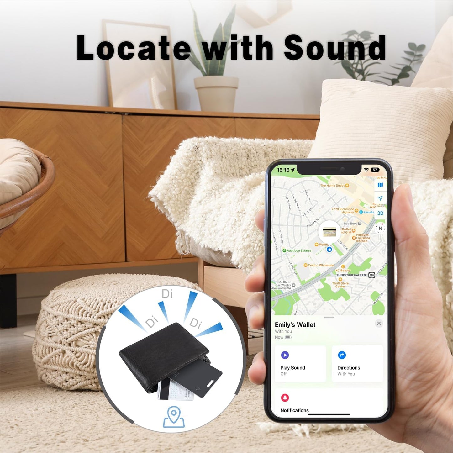Slim Wallet Tracker Card mit Apple Find My (iOS)
