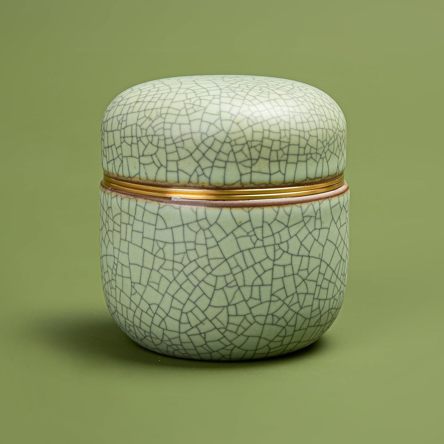 Matcha-Behälter, Hellgrün mit Schwarzer Linie